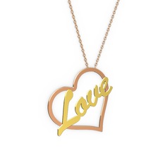 Kalpli İsim Kolye - 14 ayar rose altın kolye (4 karakterli el yazısı, 40 cm rose altın rolo zincir) #1jg1ccf