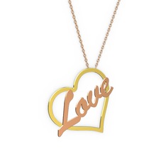 Kalpli İsim Kolye - 8 ayar altın kolye (4 karakterli el yazısı, 40 cm rose altın rolo zincir) #1lot7jp