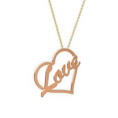 Kalpli İsim Kolye - 18 ayar rose altın kolye (4 karakterli el yazısı, 40 cm altın rolo zincir) #1saeqqr