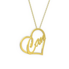 Kalpli İsim Kolye - 14 ayar altın kolye (3 karakterli el yazısı, 40 cm altın rolo zincir) #1yh2ecj