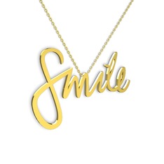 Smile Kolye - 8 ayar altın kolye (40 cm gümüş rolo zincir) #5xyukv