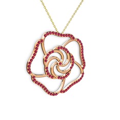 Rodolit garnet 14 ayar rose altın kolye (40 cm altın rolo zincir)