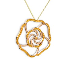 Taşlı Gül Kolye - Sitrin 8 ayar rose altın kolye (40 cm altın rolo zincir) #1j9nwoy