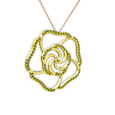 Taşlı Gül Kolye - Peridot 8 ayar altın kolye (40 cm rose altın rolo zincir) #wy7jsx