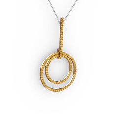 Gabriella Halka Kolye - Sitrin 18 ayar rose altın kolye (40 cm beyaz altın rolo zincir) #118rgj