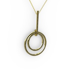 Gabriella Halka Kolye - Siyah zirkon 8 ayar altın kolye (40 cm altın rolo zincir) #12ibrnj