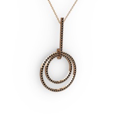Gabriella Halka Kolye - Siyah zirkon 925 ayar rose altın kaplama gümüş kolye (40 cm gümüş rolo zincir) #140cp4q