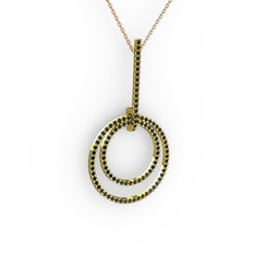 Gabriella Halka Kolye - Siyah zirkon 925 ayar altın kaplama gümüş kolye (40 cm rose altın rolo zincir) #1641kxx
