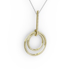 Gabriella Halka Kolye - Beyaz zirkon 18 ayar altın kolye (40 cm gümüş rolo zincir) #19jlog