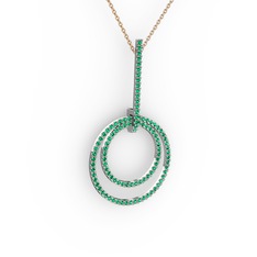 Gabriella Halka Kolye - Yeşil kuvars 18 ayar beyaz altın kolye (40 cm gümüş rolo zincir) #1f4bndn