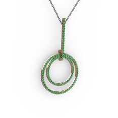 Gabriella Halka Kolye - Yeşil kuvars 925 ayar rose altın kaplama gümüş kolye (40 cm gümüş rolo zincir) #1i9twz