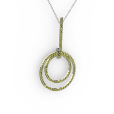Gabriella Halka Kolye - Peridot 14 ayar beyaz altın kolye (40 cm gümüş rolo zincir) #1lazi7w