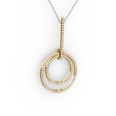 Gabriella Halka Kolye - Pembe kuvars 14 ayar altın kolye (40 cm beyaz altın rolo zincir) #3enpnl