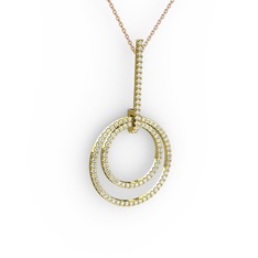 Gabriella Halka Kolye - Beyaz zirkon 8 ayar altın kolye (40 cm rose altın rolo zincir) #3nbop7