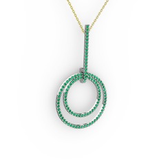 Gabriella Halka Kolye - Yeşil kuvars 8 ayar beyaz altın kolye (40 cm gümüş rolo zincir) #6g5lbb