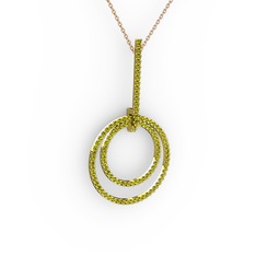 Gabriella Halka Kolye - Peridot 18 ayar altın kolye (40 cm rose altın rolo zincir) #dmexrq