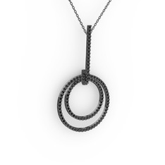 Gabriella Halka Kolye - Siyah zirkon 925 ayar siyah rodyum kaplama gümüş kolye (40 cm gümüş rolo zincir) #yk93nn