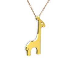 Zürafa Kolye - 8 ayar altın kolye (40 cm rose altın rolo zincir) #1455ipv