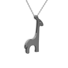 Zürafa Kolye - 925 ayar siyah rodyum kaplama gümüş kolye (40 cm gümüş rolo zincir) #1zwyue