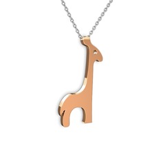 Zürafa Kolye - 8 ayar rose altın kolye (40 cm beyaz altın rolo zincir) #pgual0