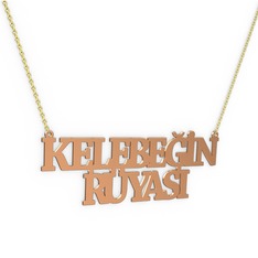 İki İsim Kolye - 18 ayar rose altın kolye (15 karakterli times new roman, 40 cm altın rolo zincir) #12btkuk