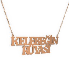 18 ayar rose altın kolye (15 karakterli times new roman, 40 cm gümüş rolo zincir)