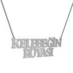 İki İsim Kolye - 14 ayar beyaz altın kolye (15 karakterli times new roman, 40 cm gümüş rolo zincir) #bya6ba