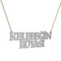 925 ayar gümüş kolye (15 karakterli times new roman, 40 cm rose altın rolo zincir)