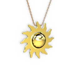Güneş Kolye - 18 ayar altın kolye (40 cm gümüş rolo zincir) #13bcwjm