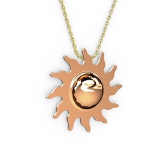 Güneş Kolye - 14 ayar rose altın kolye (40 cm altın rolo zincir) #13pk4yf