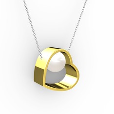 Saklı İnci Kolye - Inci 8 ayar altın kolye (40 cm gümüş rolo zincir) #1nqs4qf