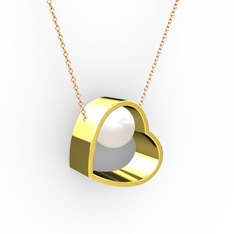 Saklı İnci Kolye - Inci 18 ayar altın kolye (40 cm gümüş rolo zincir) #1t9tjlv