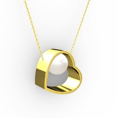 Saklı İnci Kolye - Inci 18 ayar altın kolye (40 cm altın rolo zincir) #ipm89q