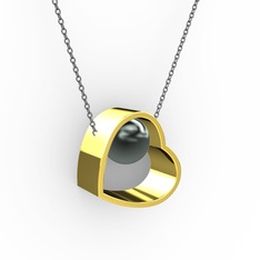 Saklı İnci Kolye - Siyah inci 14 ayar altın kolye (40 cm gümüş rolo zincir) #tih2tc