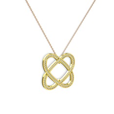 Taşlı Çift Kalp Kolye - Pırlanta 8 ayar altın kolye (0.8448 karat, 40 cm gümüş rolo zincir) #133wj1e