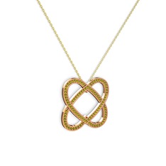 Taşlı Çift Kalp Kolye - Peridot 8 ayar rose altın kolye (40 cm altın rolo zincir) #13tbg0y