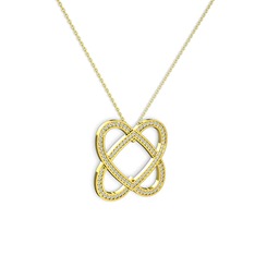 Taşlı Çift Kalp Kolye - Pırlanta 8 ayar altın kolye (0.8448 karat, 40 cm altın rolo zincir) #17chii6