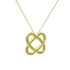 Taşlı Çift Kalp Kolye - Peridot 8 ayar altın kolye (40 cm gümüş rolo zincir) #1twsn90