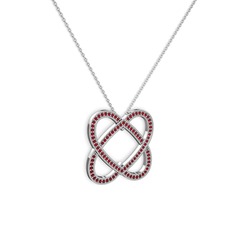 Garnet 14 ayar beyaz altın kolye (40 cm gümüş rolo zincir)