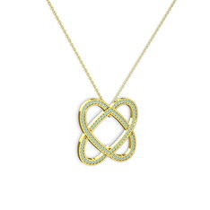 Taşlı Çift Kalp Kolye - Akuamarin 14 ayar altın kolye (40 cm altın rolo zincir) #vzqf06