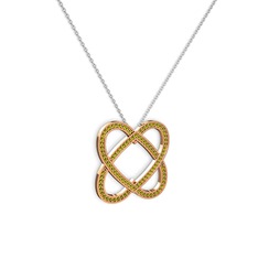 Taşlı Çift Kalp Kolye - Peridot 8 ayar rose altın kolye (40 cm gümüş rolo zincir) #wxk1q5