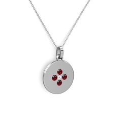 Gardenia Çiçek Kolye - Swarovski ve garnet 14 ayar beyaz altın kolye (40 cm beyaz altın rolo zincir) #1t32v5y