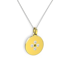 Gardenia Çiçek Kolye - Peridot ve swarovski 18 ayar altın kolye (40 cm beyaz altın rolo zincir) #2o6wib