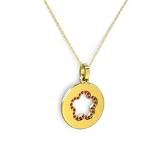 Nina Taşlı Çiçek Kolye - Rodolit garnet 925 ayar altın kaplama gümüş kolye (40 cm altın rolo zincir) #1a3tj2d