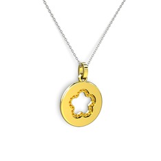 Nina Taşlı Çiçek Kolye - Sitrin 14 ayar altın kolye (40 cm beyaz altın rolo zincir) #dxxq1v