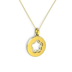 Nina Taşlı Çiçek Kolye - Pırlanta 925 ayar altın kaplama gümüş kolye (0.22 karat, 40 cm altın rolo zincir) #pz0hzi