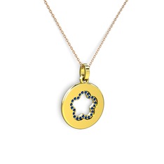 Nina Taşlı Çiçek Kolye - Lab safir 925 ayar altın kaplama gümüş kolye (40 cm gümüş rolo zincir) #zezm8o