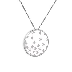Mineli Yıldız Kolye - 925 ayar gümüş kolye (Beyaz mineli, 40 cm gümüş rolo zincir) #1es6n4l