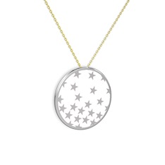 Mineli Yıldız Kolye - 925 ayar gümüş kolye (Beyaz mineli, 40 cm altın rolo zincir) #1n0iwau
