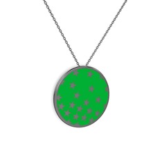 Mineli Yıldız Kolye - 925 ayar siyah rodyum kaplama gümüş kolye (Yeşil mineli, 40 cm gümüş rolo zincir) #1ojnmiu